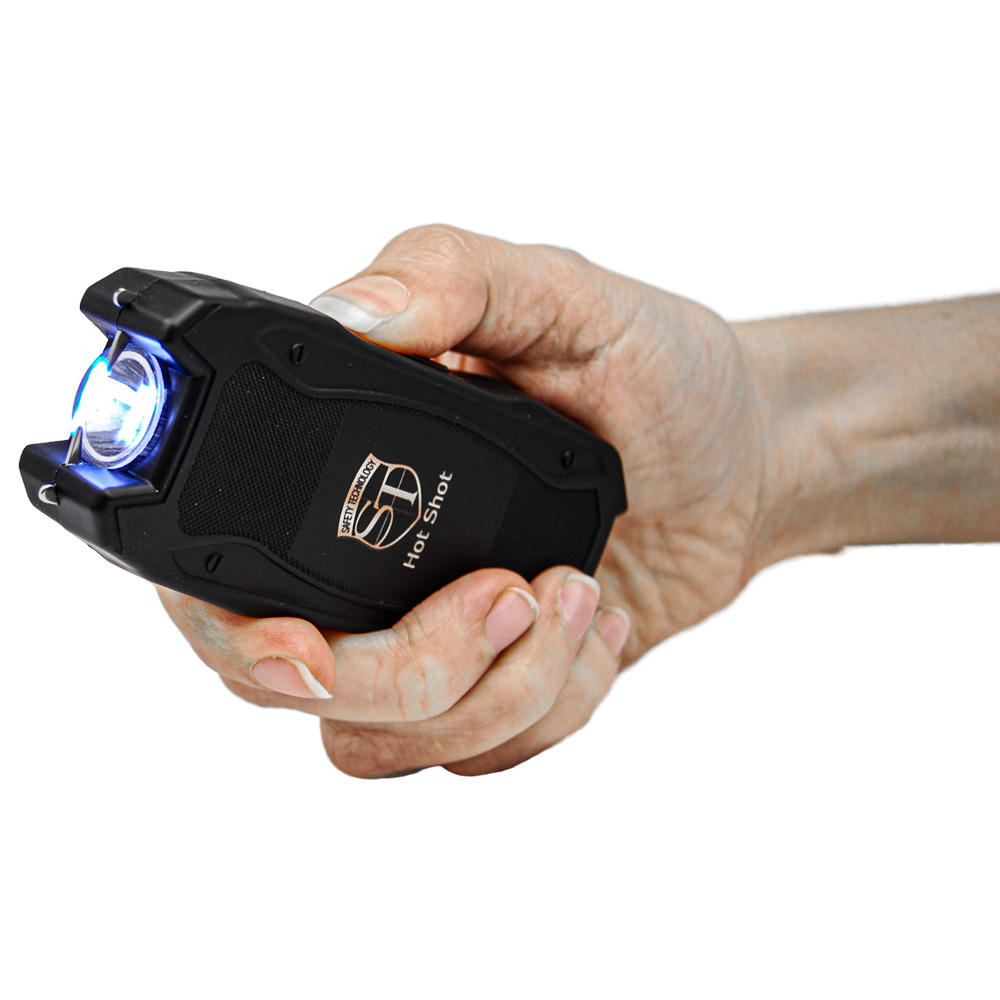 Hot Shot stun gun with flashlight and Battery Meter Black view 2